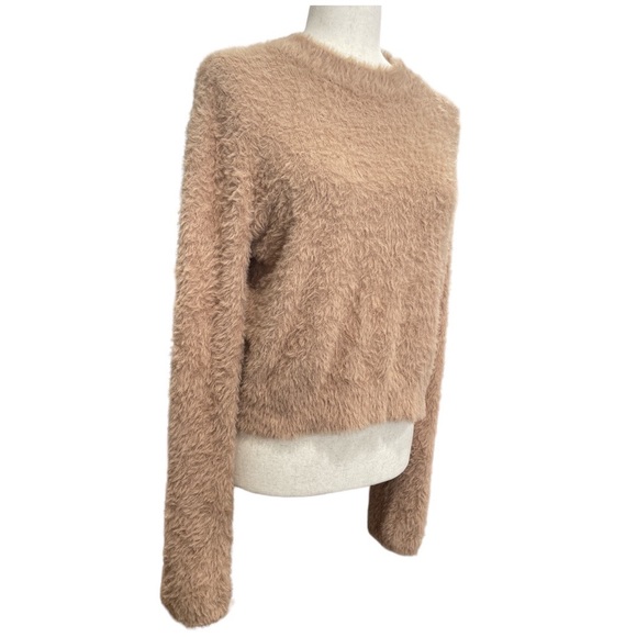 House of Harlow 1960 Revolve Camel Alicia Fuzzy Crop Sweater S - Picture 3 of 9